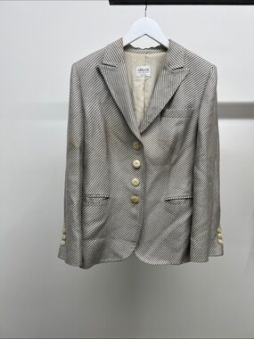 Armani Collezioni Cream Diagonal Stripe Blazer